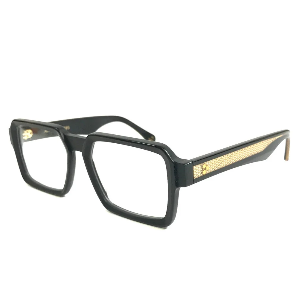 Alfred Kerbs Eyeglasses Frames FRANK BK Black Gold Square Full Rim 54-17-142
